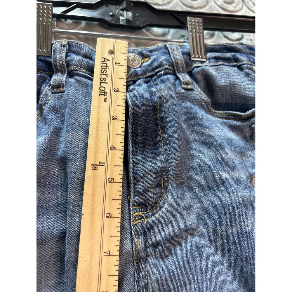 Unionbay Blue Denim Jean Shorts Red White Stripe Frayed Hem Size‎ 5 - Picture 7 of 10